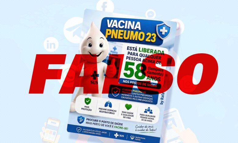 Informação de vacina Pneumo 23 para maiores de 58 anos é falsa