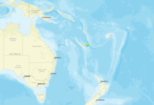 Ilhas da Nova Caledônia no oceano Pacífico