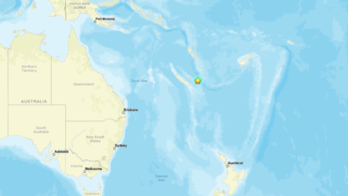 Ilhas da Nova Caledônia no oceano Pacífico