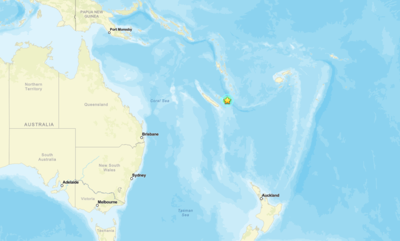 Ilhas da Nova Caledônia no oceano Pacífico