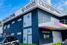 Brasão da Polícia Civil e instalações de segurança pública no estado