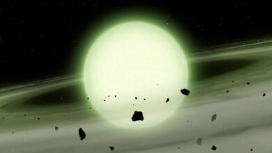 Ilustração conceitual de anã branca identificada como a primeira estrela verde