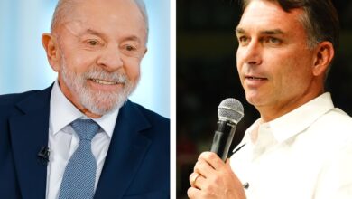 Candidatos e estúdio de televisão durante preparação para debate eleitoral