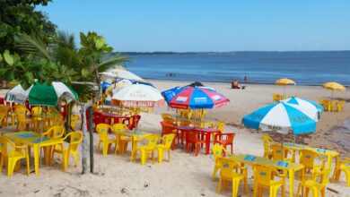 Vista de área pública em Belém durante o feriado prolongado